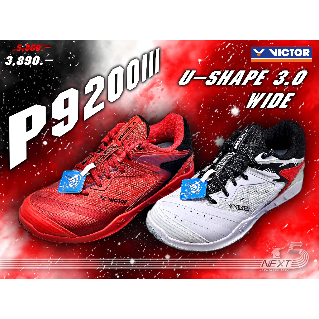 VICTOR รองเท้าแบดมินตัน รุ่น P9200III สีใหม่ ขาว , แดง รูปที่ 1