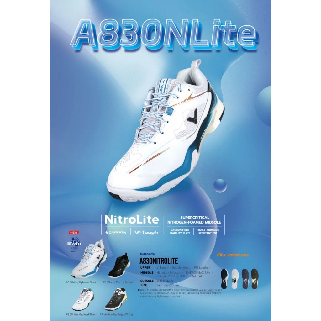 VICTOR VICTOR A830 NITROLITE NEW รองเท้าแบดมินตัน ของแท้ ประกันศูนย์ไทย น้ำหนักเบา รองรับแรงกระแทก รูปสินค้า 1
