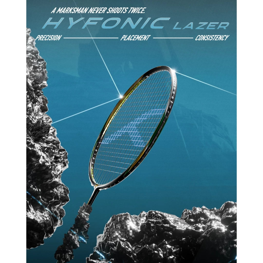 HUNDRED Hundred ไม้แบดมินตัน รุ่น Hyfonic Lazer สายสมดุล มี2สี ขาว/ดำ 4U/5U ฟรีเอ็น ซอง ประกัน รูปสินค้า 6