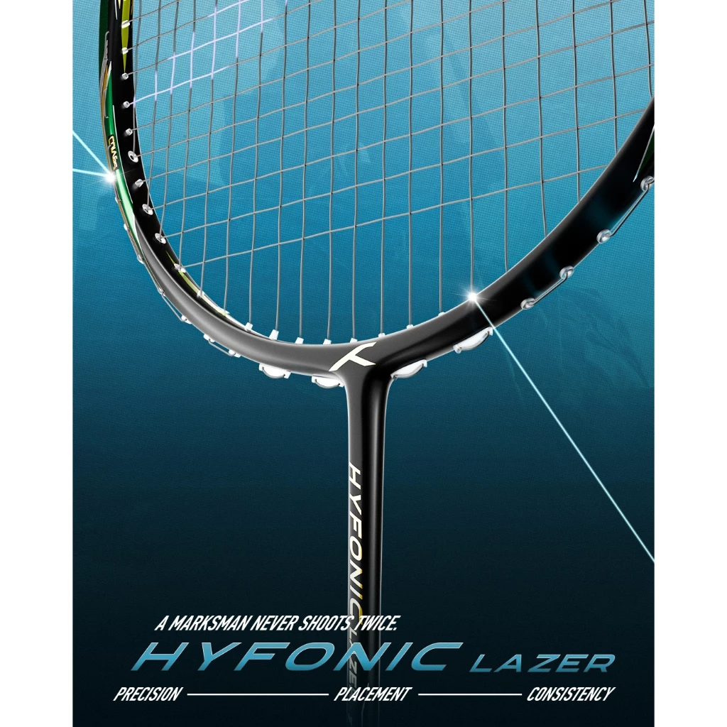 HUNDRED Hundred ไม้แบดมินตัน รุ่น Hyfonic Lazer สายสมดุล มี2สี ขาว/ดำ 4U/5U ฟรีเอ็น ซอง ประกัน รูปสินค้า 8