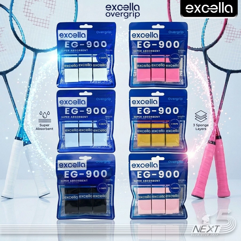 Excella EG-900 กริปคุณภาพสูง เกรดญี่ปุ่น แพค 3 ชิ้น มี 4 สี ขาว / เหลือง / ชมพู / ดำ รูปที่ 1