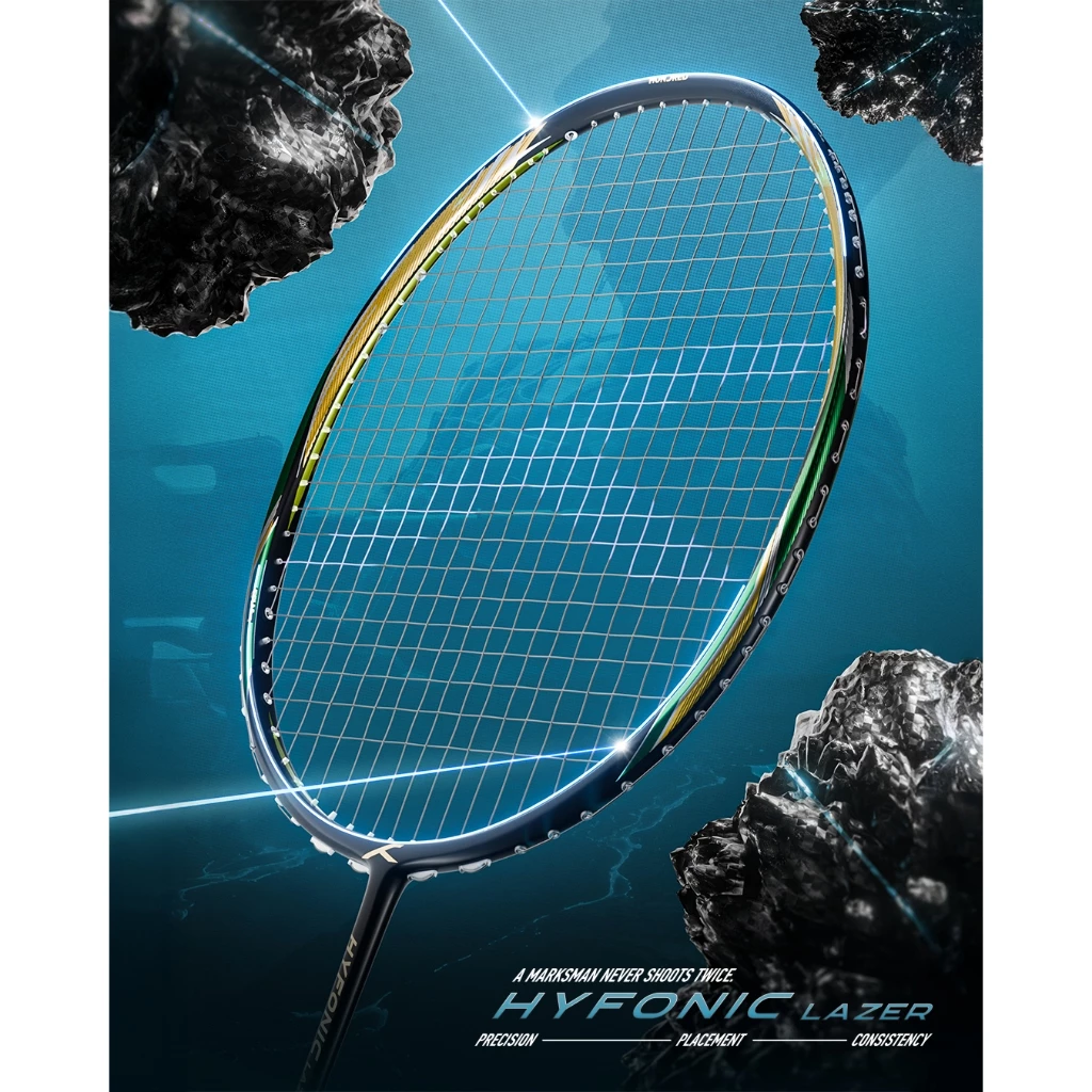 HUNDRED Hundred ไม้แบดมินตัน รุ่น Hyfonic Lazer สายสมดุล มี2สี ขาว/ดำ 4U/5U ฟรีเอ็น ซอง ประกัน รูปสินค้า 4