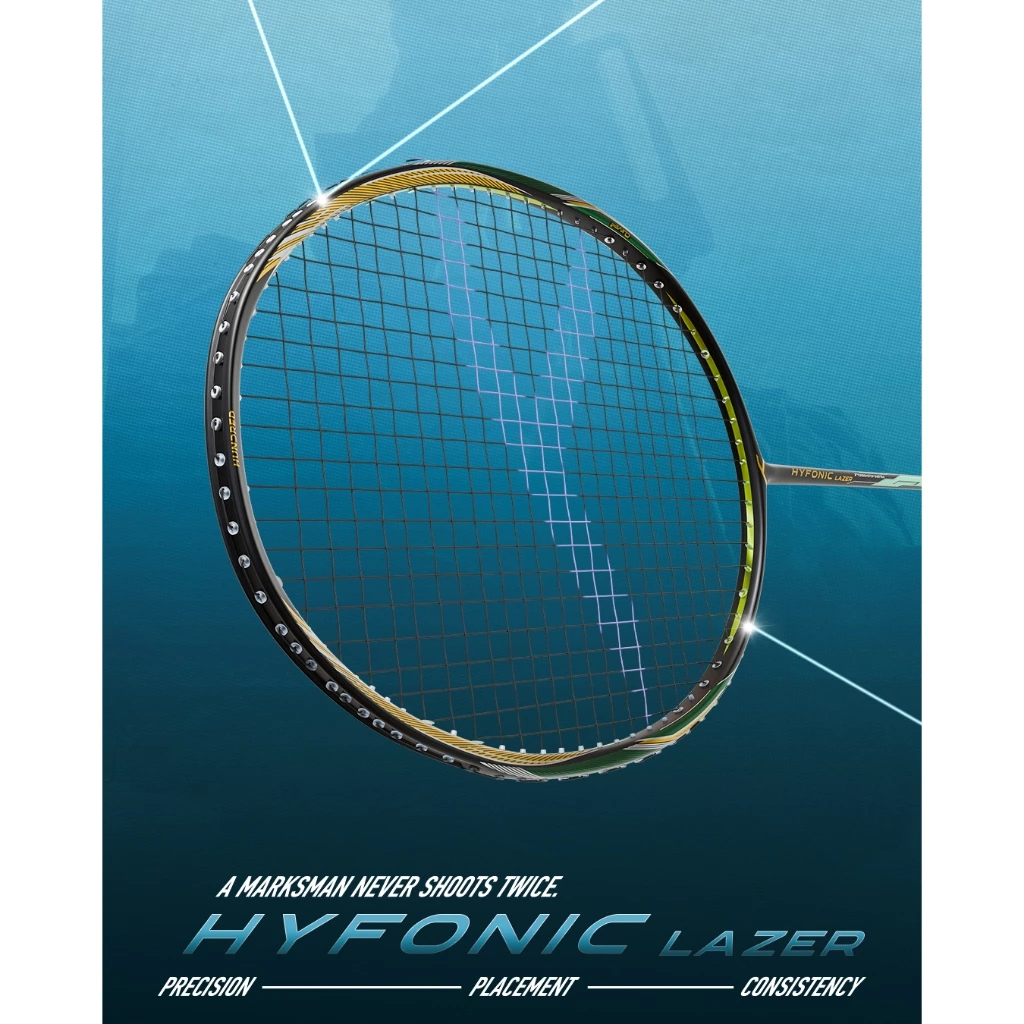 HUNDRED Hundred ไม้แบดมินตัน รุ่น Hyfonic Lazer สายสมดุล มี2สี ขาว/ดำ 4U/5U ฟรีเอ็น ซอง ประกัน รูปสินค้า 7