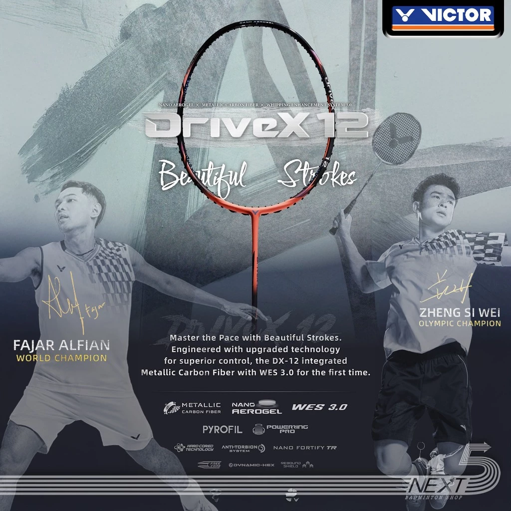 VICTOR VICTOR DriveX 12 (DX-12) ไม้แบดมินตัน ของแท้ ประกันศูนย์ไทย ควบคุมแม่นยำ แถมเอ็น กริป ซอง รูปสินค้า 1
