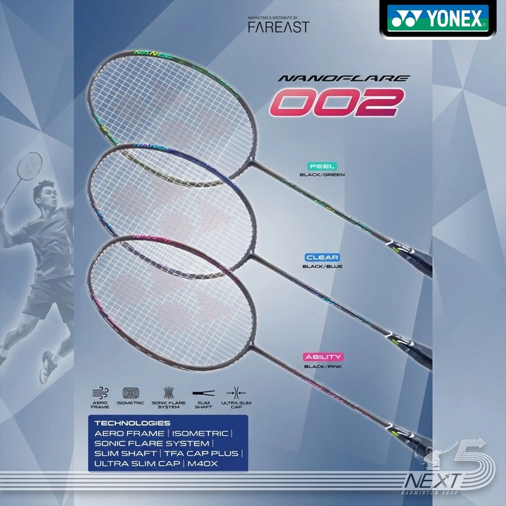 YONEX ไม้แบดมินตัน รุ่น NANOFLARE 002 ไม้Speed ก้านอ่อน แถมฟรีเอ็น ซอง กริปยาง รูปที่ 1