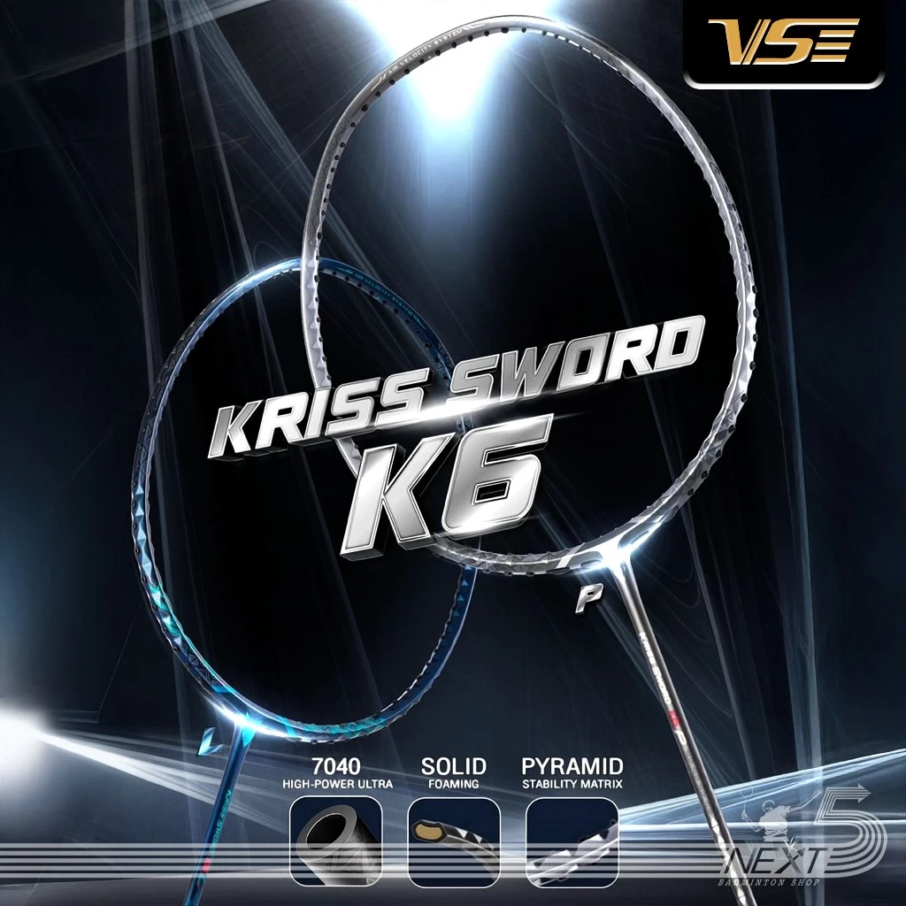 VS VS ไม้แบดมินตันรุ่น Kriss Sword K6 P / L แถมกริปคละสี+เอ็น+ซอง ประกันศูนย์ไทย รูปสินค้า 1